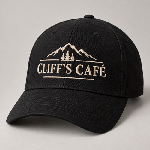 Black Cliff's Café mountain logo cap