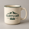 Cream Cliff's Café mountain camp mug